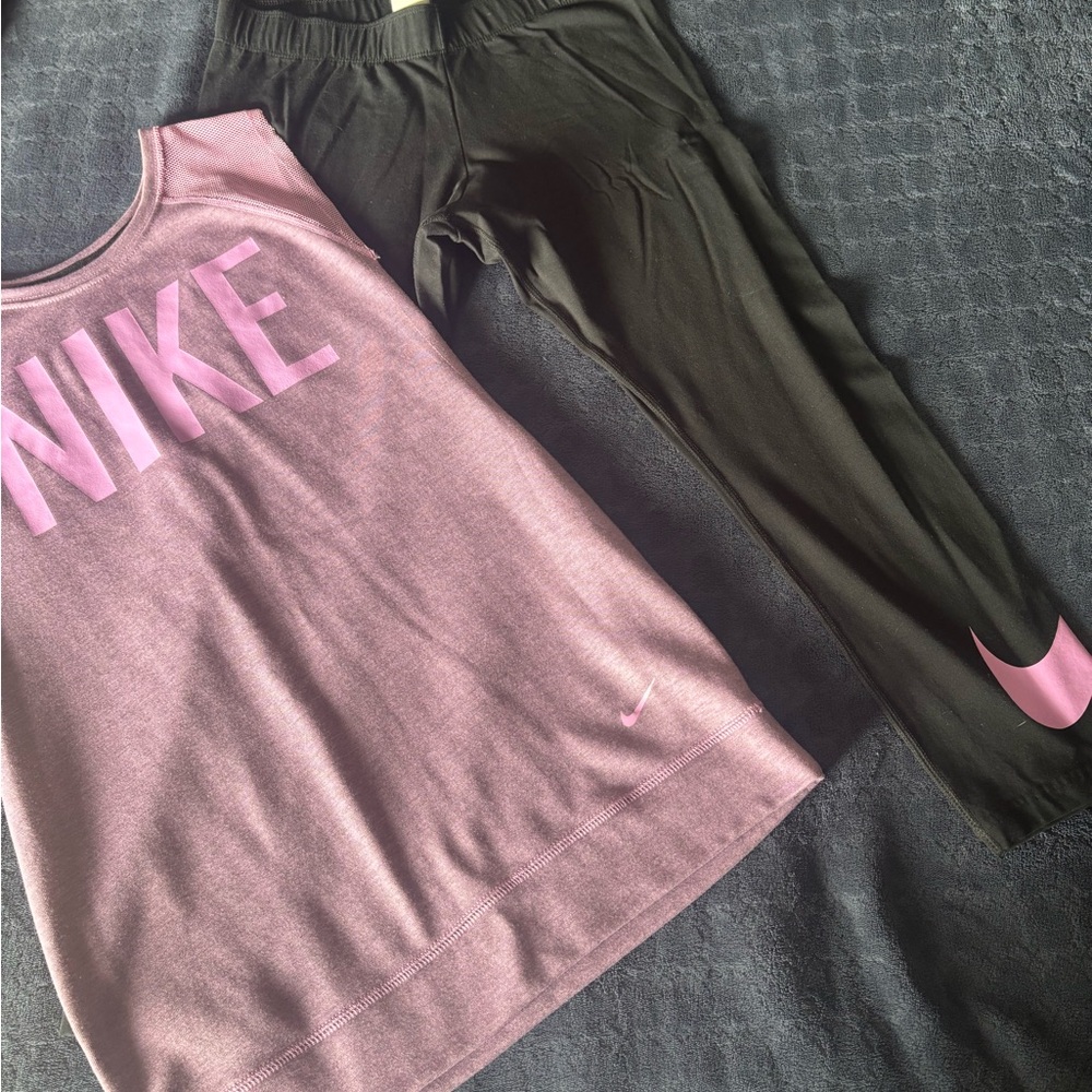 Nike Pink Tank Top and Black Leggings Set